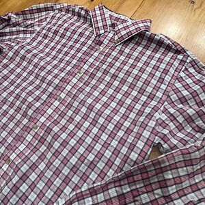 Wrangler Riata Mens Red White Blue Plaid Long Sleeve Button Down Shirt M A10